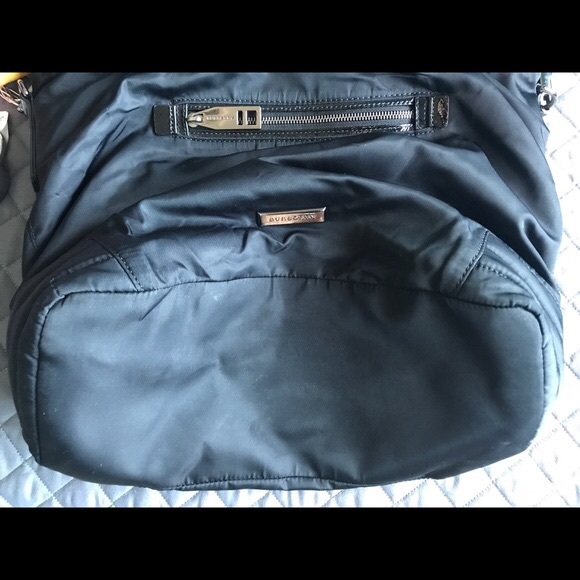 Authentic Black Burberry Bag Patent Leather Handles Handbag Tote - Picture 7 of 8